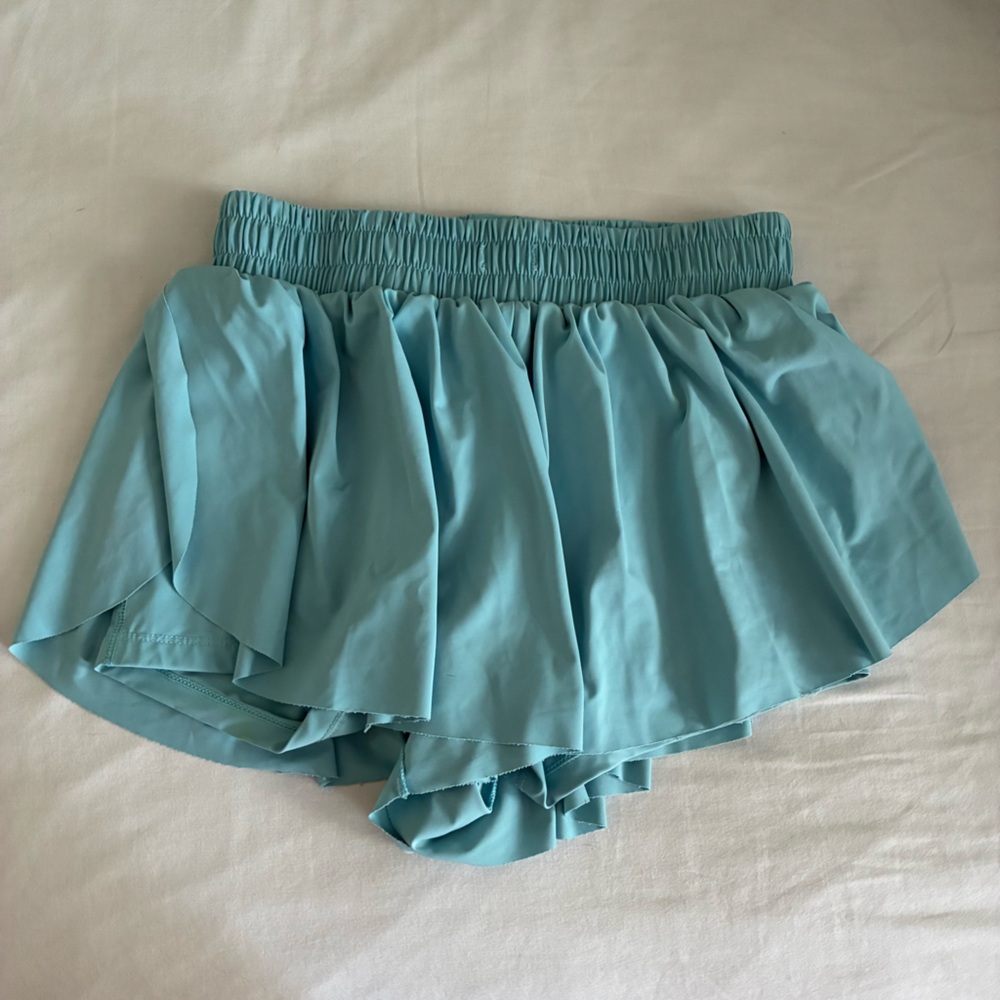 Aqua Tiered Ruffle Mini Skirt